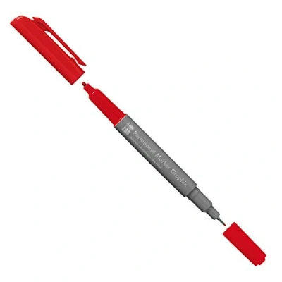 Immagine di Marabu 01470003031 Pennarello indelebile Graphix, con punta doppia da 1 2 mm e 0,5 mm, ad asciugatura rapida, inchiostro a base di alcol, inodore impermeabile, colore: rosso ciliegia