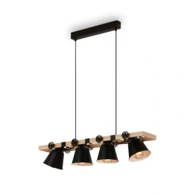 Immagine di Briloner Lampada a sospensione in legno, rustica, Girevole, E27 max. 40 Watt, da sala pranzo retrò, Nero