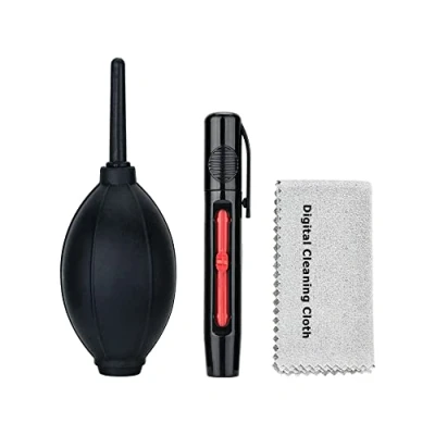 Immagine di PROfezzion 3 in 1 Kit per Pulizia Fotocamere DSLR e Obiettivo include x Penna Pulire, Pompetta ad Aria (Silicone Punta), Panni Pulire Microfibra