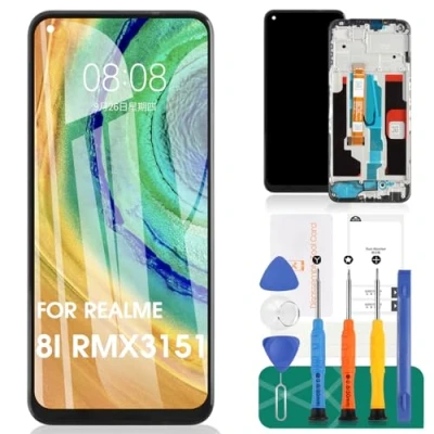 Immagine di Per Realme 8i Display LCD Sostituzione Dello Schermo Touch RMX3151 Digitizer Assembly Kit di Riparazione (Nero, Con Telaio)