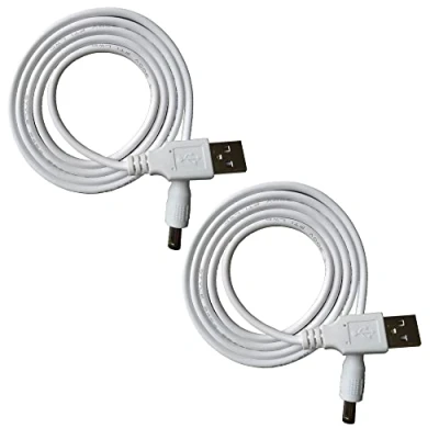Immagine di DZYDZR 2 cavi di alimentazione da 5 V USB A DC 2,1 mm/5,5 mm cavo adattatore 1 m/3 ft bianco