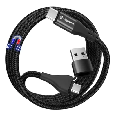 Immagine di Magtame cavo USB C, magnetico da A/C a 1 m, in nylon intrecciato di ricarica rapida tipo compatibile con smartphone, Samsung Galaxy e altri dispositivi C