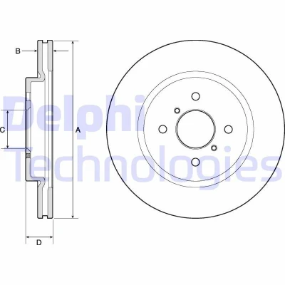 Immagine di DELPHI BG4750C Disco freno 272 22 4 ventilato rivestito non trattato senza cuscinetto ruota, anello sensore ABS SUZUKI: SWIFT