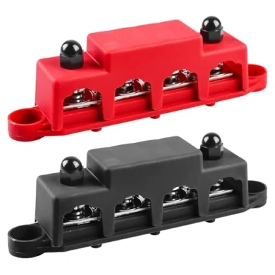 Immagine di 2 pezzi 12 V 48 DC binari di distribuzione, 250 A, BusBar Box con 4 bulloni M8, modulo ad alte prestazioni, blocco copertura per auto, marine, sistema batterie