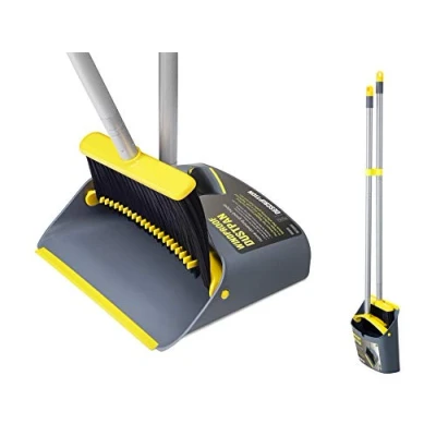 Immagine di Jekayla Set Scopa e Paletta, Spazzatrice Paletta Combinata con 137 CM Maniglia Estensibile per la Pulizia della casa, Giallo