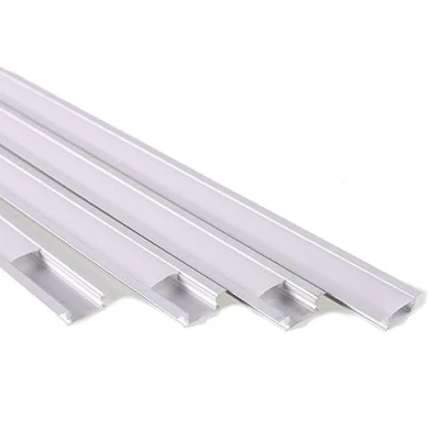 Immagine di JANDEI 4 profili in alluminio da 1 metro per striscia LED incasso, diffusore luce con copertura arrotondata traslucida, kit completo l&#039;installazione (include tappi terminali)