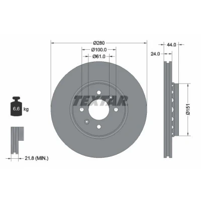 Immagine di TEXTAR PRO 92254603 Disco freno RENAULT: CLIO 3, 2, Captur, DACIA: Dokker Station Wagon, Express, Lodgy