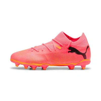 Immagine di Puma Future 7 Match FG/AG JR Unisex Scarpe da calcetto con tacchetti per bambini, Taglia: 32, Sunset glow/black/sun stream Tessuto / sintetico