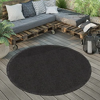 Immagine di Tappeto Esterni Rotondo Resistente Balcone Terrazza Cucina Moderno Monocolore, Dimensione:Ø 200 cm tondo, Colore:Beige