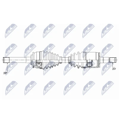 Immagine di NTY NPW MS 057 Albero motore / Semiasse Assale anteriore Sx 611, 90 MITSUBISHI: PAJERO 2, L200 III Pick up