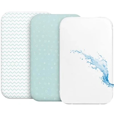 Immagine di Lenzuola 3 in 1 Culla Cododo con Angoli (Set da 2) + Coprimaterasso Impermeabile Elastico 55x90 cm Per Co sleeping, Lettino Bimbo Bimba Blu