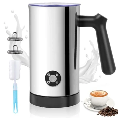 Immagine di Casimhu Montalatte Elettrico 4 in 1, Cappuccinatore per Schiuma Calda e Fredda, Scaldalatte Acciaio Inossidabile con Rivestimento Antiaderente, Macchina Caffè, Cioccolata