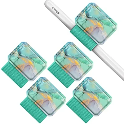 Immagine di FINTIE 4 Pezzi Portapenne Autoadesivo Compatibile con Apple Pencil Pro, (USB C) &amp; 2a/1a Gen e Penna Stilo Elastico Pen Holder per Tablet, Notebooks, Calendario, Emerald