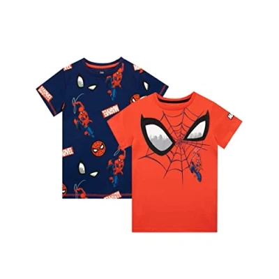 Immagine di Marvel Maglietta Spider Man per Ragazzi Top a Maniche Corte Bambini Confezione da 2 Multicolore 6 7 Anni