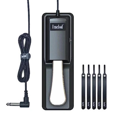 Immagine di Imelod Pedale Sustain Universale per Pianoforte Tastiere, Stile Adatto Tastiera Yamaha, Roland, Casio, Korg, MIDI e Digital Piano (Nero)