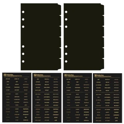 Immagine di DY.2ten 12 Fogli Nero Divisori Raccoglitori ad Anelli A6,6 Fori Plastica Divisorio Pagina Indice Tab,per A6 Quaderni Anelli, per Scuola o Ufficio(17cm x 9.4cm)