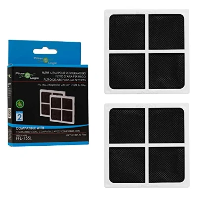 Immagine di FilterLogic FFL 155L Pacco da 2 Filtro dell&#039;aria per frigorifero Compatibile con LG Pure N Fresh ADQ73214405 ADQ73214404 ADQ73214408 LT120F antibatterico