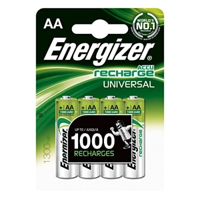 Immagine di Energizer Batterie Ricaricabili AA, Recharge Universal, Confezione da 4, Argento