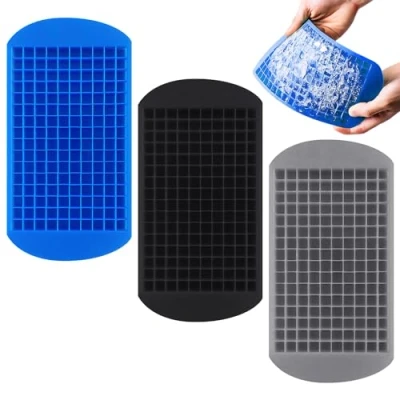 Immagine di 3 piccoli contenitori per cubetti di ghiaccio, mini in silicone, piccola macchina il ghiaccio