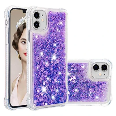 Immagine di KBIKO zxl Cover per iPhone 11 Custodia, Glitter Bling Liquido Custodia Ragazze Donne TPU Silicone Protettivo Morbido Brillantini Quicksand Case 11.Purple YBL