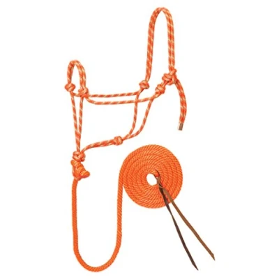 Immagine di Weaver Leather Cavezza e guinzaglio in Corda diamantata, Arancione/Menta