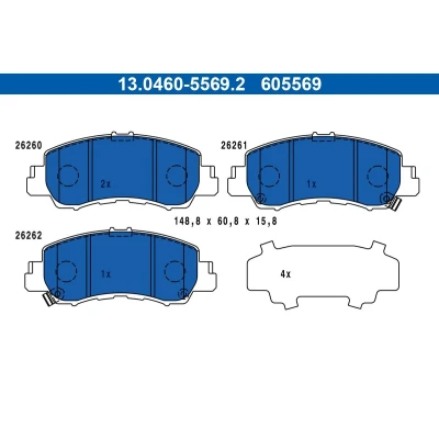 Immagine di ATE Kit pastiglie freno con segnalatore acustico usura lamierino anticigolío 13.0460 5569.2 MITSUBISHI: Eclipse Cross