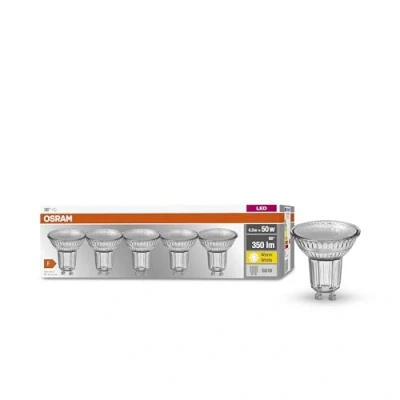 Immagine di OSRAM 4058075090460 LED (monocolore) ERP F (A G) GU10 Riflettore 4.3 W = 50 Bianco caldo (Ø x L) mm 52 5 pz.