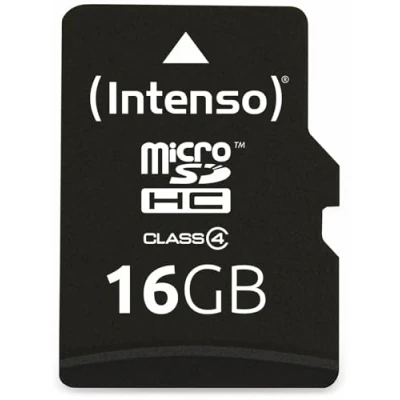 Immagine di Intenso Scheda di Memoria cicroSDHC Memory Card da 16 GB, Class 4 (con Adattatore SD), Nero