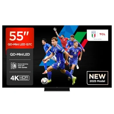 Immagine di TCL 55Q7C 55 QLED TV 4K QD Mini LED, HDR Premium 2000, Google (Dolby Vision IQ &amp; Atmos, Pannello HVA, Refresh Rate 144Hz, Game Master, Assistant Hands Free, Apple AirPlay 2 Alexa)