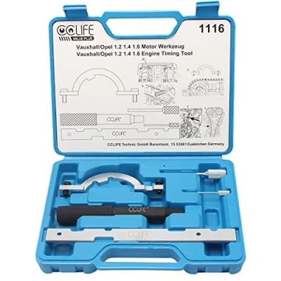 Immagine di CCLIFE 5 Pezzi Kit di bloccaggio Albero a Camme Strumento Fissaggio Attrezzi messa in fase Catena Distribuzione Del Motore 1.0, 1.2, 1.4 12V 16V