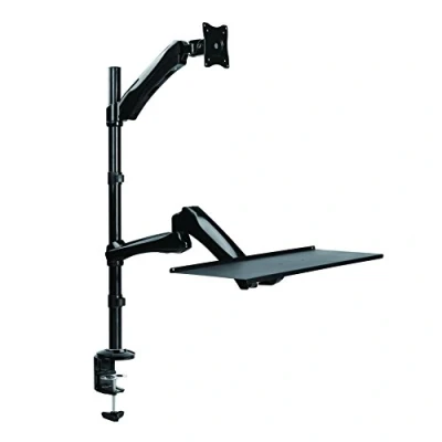 Immagine di LogiLink BP0030 1 parte Supporto da tavolo per monitor 33,0 cm (13) 68,6 (27) Nero Regolabile in altezza, Ripiano Tastiera, Inclinabile, Girevole,