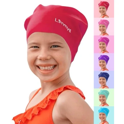 Immagine di Limmys Cuffia Piscina Bambini per Capelli Lunghi, Trecce, Dreadlocks Nuoto 100% Silicone di Qualità Superiore, Elastica e Comoda Disponibile in Diversi Colori (Rossa)