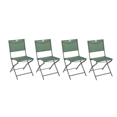 Immagine di Hespéride Set di 4 sedie da giardino pieghevoli in acciaio trattato con resina epossidica modula verde oliva e grafite