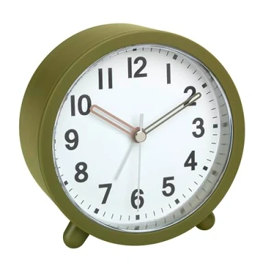 Immagine di TFA Dostmann Sveglia analogica a batteria,60.1043.04, con orologio al quarzo, non ticchettio, per camera da letto, soggiorno, cucina, funzione snooze, retroilluminazione inclusa, verde