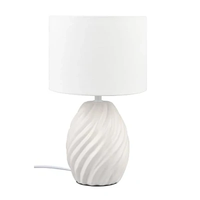 Immagine di Reality Leuchten Lampe de table MELVA R51771031, Base Céramique Blanc mat, Abat jour Tissu Blanc, excl. 1x E14