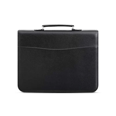 Immagine di Arpan Portadocumenti da conferenza, formato A4, con maniglia e cerniera, rivestimento imbottito, colore: nero