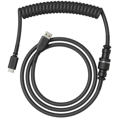 Immagine di Glorious Gaming Coiled Keyboard Cable premium Connessione USB a (PC) e C (tastiera) placc. in oro, anti intreccio, rivest. intrecc. doppio, aviator Mid Connection 5 pin Nero intenso