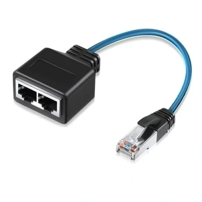 Immagine di adattatore di rete RJ45 Ethernet, 1 maschio a 2 femmina LAN Ethernet Splitter cavo adatto Super Cat5, Cat5e, Cat6, Cat7