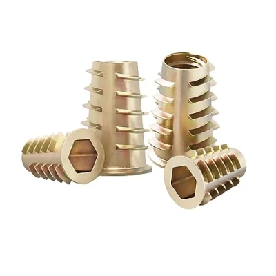 Immagine di Qrity Dadi a Testa Esagonale Filettati in Lega di Zinco, 20 Pezzi M4 x 10mm con Inserto filettato, per Legno Mobili