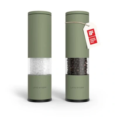 Immagine di LARS NYSØM Set di 2 macina sale e pepe manuale con in ceramica regolabile da grossolana a fine I macinini per spezie design (Sage Green)
