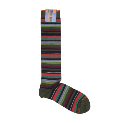 Immagine di Calze lunghe uomo e verde righe multicolor micro