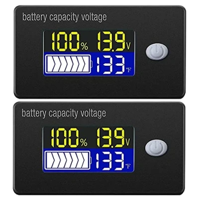 Immagine di DollaTek 2Pcs Indicatore della capacità batteria Display 12V Voltmetro LCD Misuratore di temperatura Tester per Li ion Lifepo4 Piombo acido