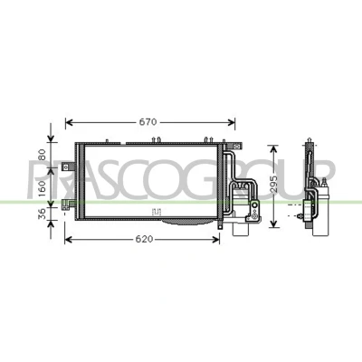 Immagine di PRASCO OP031C005 Condensatore con essiccatore 11 8 Alluminio 540 R 134a OPEL: Corsa C Hatchback, Tigra Twintop