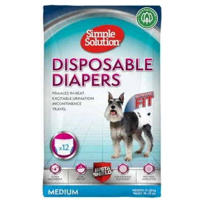 Immagine di Simple Solution Nuovi ‘True Fit’ Pannolini Monuso per Cani Femmina con Idicatore di Bagnato Piccolo 12 pezzi