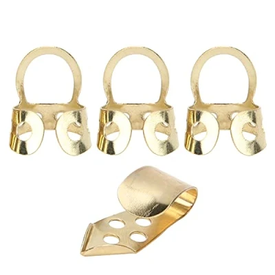 Immagine di Plettri da Dito per Chitarra 3Pcs Indice e 1Pc Plettro Regolabile Banjo Chitarra(Oro)