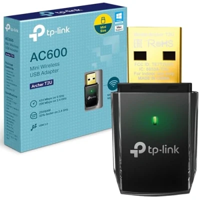 Immagine di TP Link Archer T2U Adattatore USB Scheda di Rete, Wireless Dual Band 600Mbps, 2.4GHz &amp; 5GHz, 1 Antenne Interne, 2.0, Mini Size