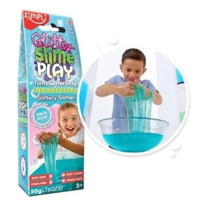 Immagine di Zimpli Kids, slime glitterato, trasforma magicamente l&#039;acqua in appiccicosa e scintillante, gioco sensoriale per interni ed esterni, giocattolo tascabile, kit bambini ragazze, vegano