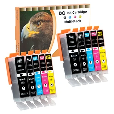 Immagine di D&amp;C 10x Cartucce Compatibile con Canon PGI 550 XL CLI 551xl per Pixma MG6450 MG6650 MG7100 MG7150 MG7550 MX925 iP7200 iP7250 MG5400 Series MG5450 MG5550 MG5650 MG5655 MX725 MX920 iP8750