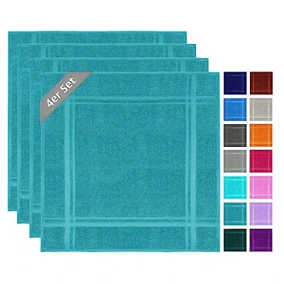 Immagine di Lashuma Set di 4 strofinacci moderni canovacci cucina spugna 100% cotone, Verde nautico, 50 x cm