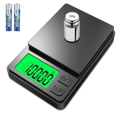 Immagine di Bilancia Precisione 1000g/0.01g, Mini Tascabile, Portatile Bilance per Gioielli, Digital Pro Pocket, con Display LCD e 7 Unità, Funzione Tara, Alimenti,Gioielli,Caffè(2 batterie incluse)